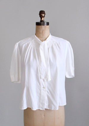 1940s white rayon blouse