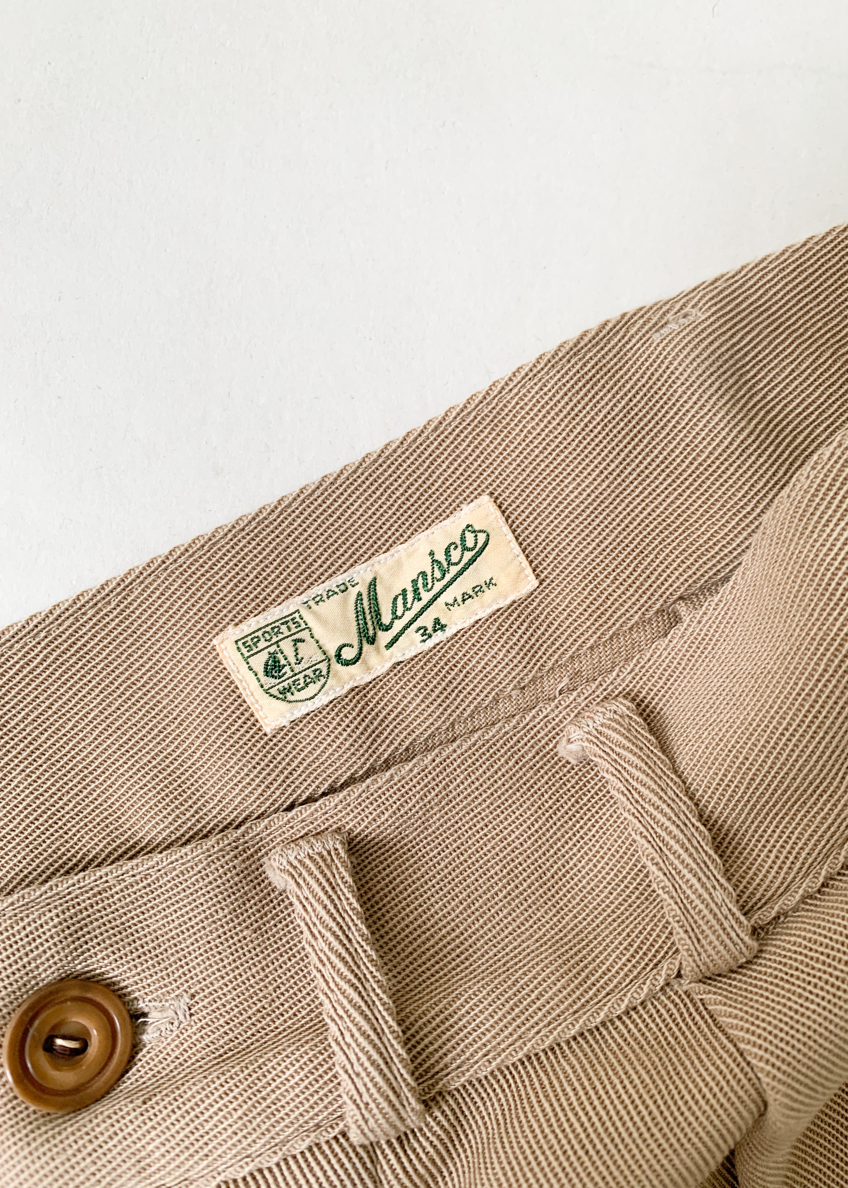Vintage 1930s Menswear Khaki Shorts