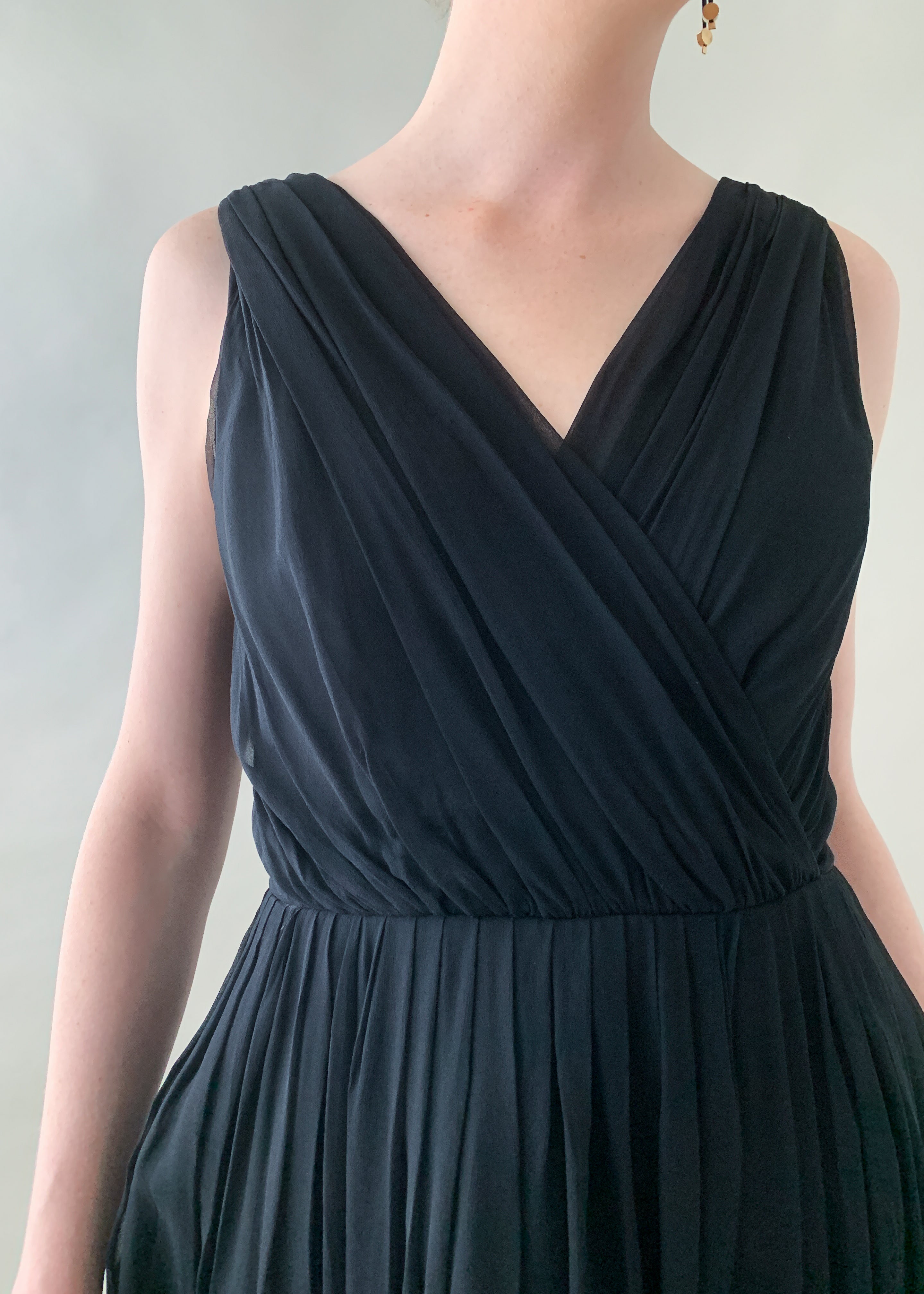 Vintage 1950s Gigi Young Black Chiffon Dress