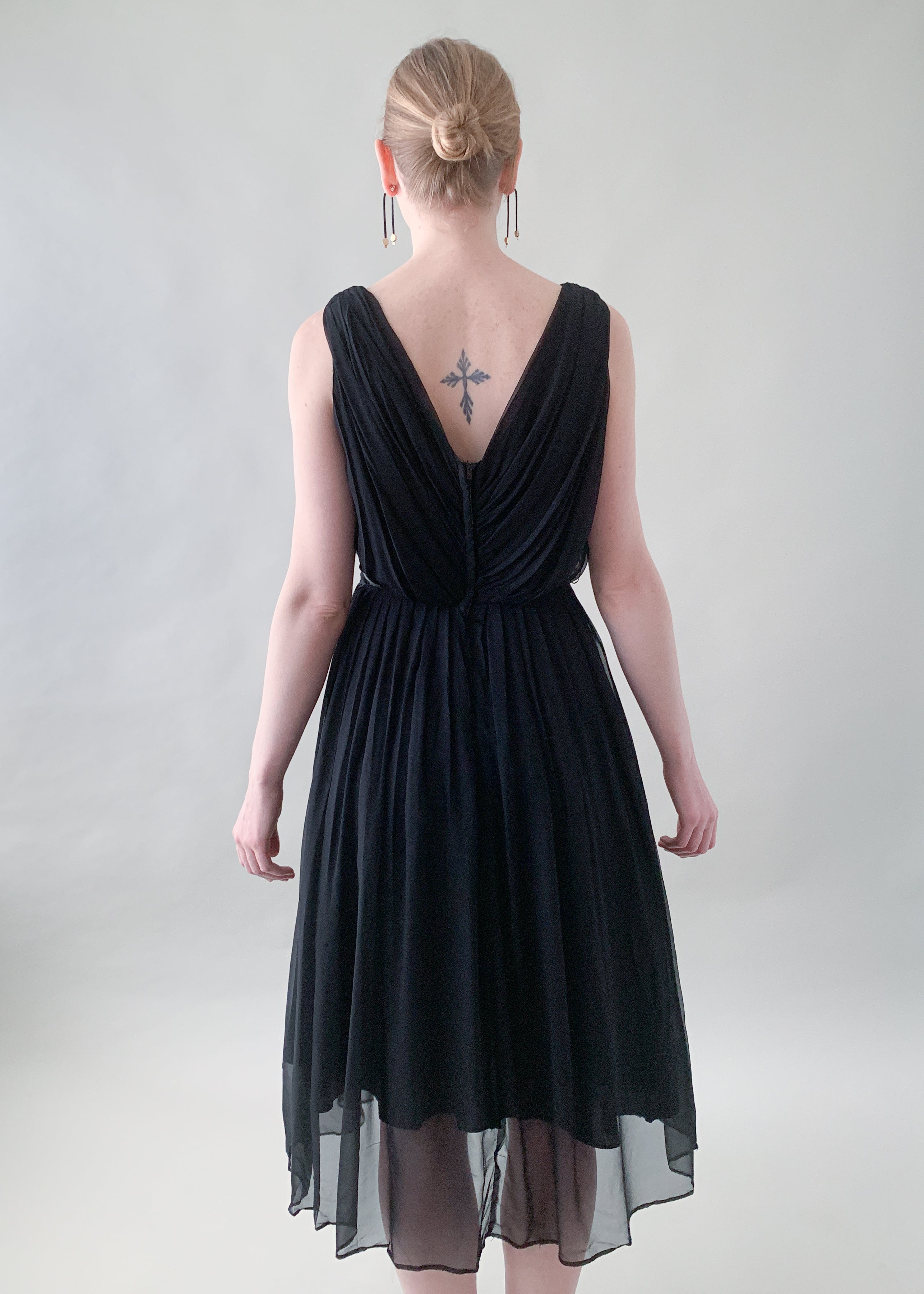 Vintage 1950s Gigi Young Black Chiffon Dress