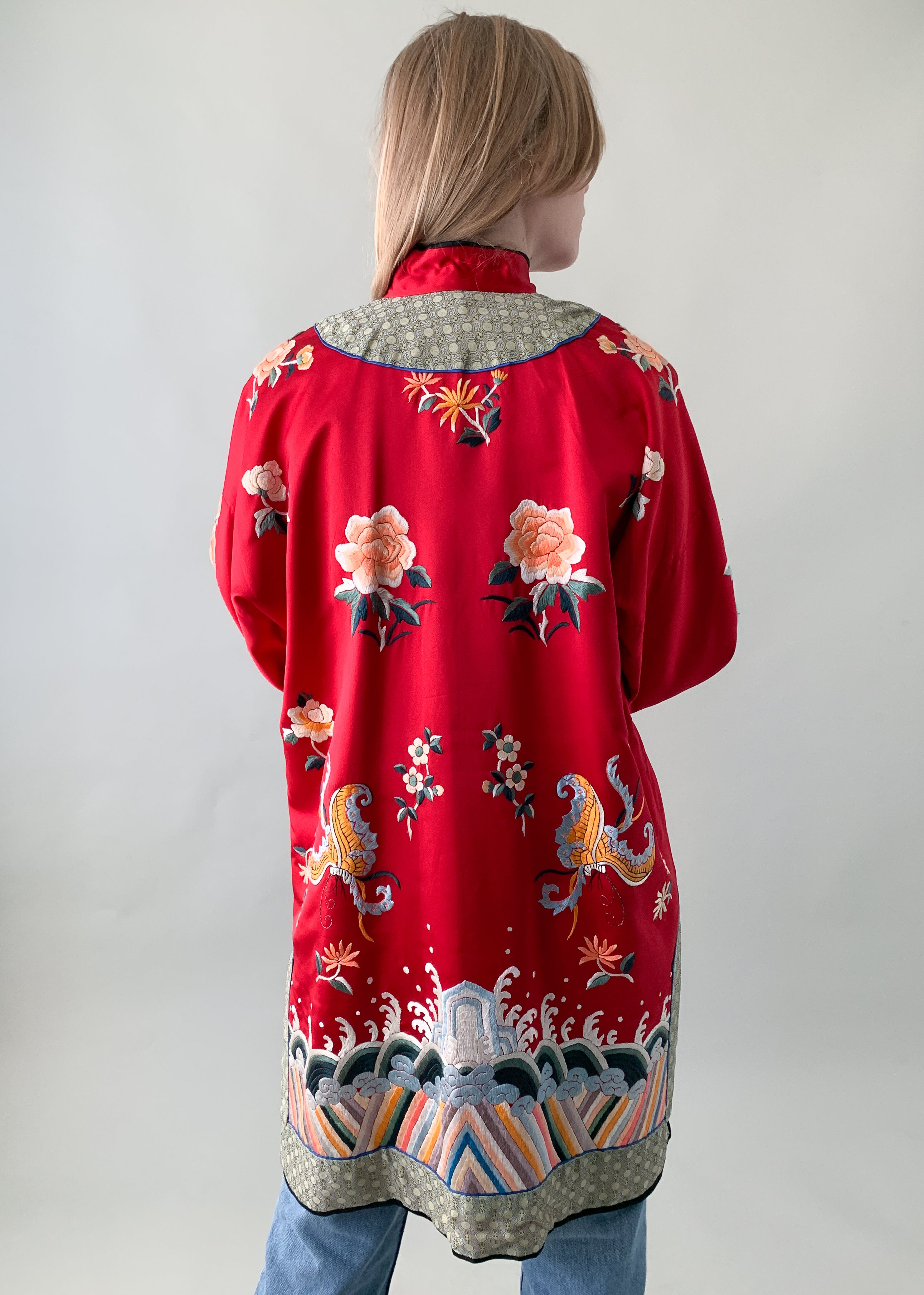 Vintage 1950s Asian Embroidered Silk Jacket