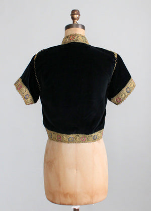 Vintage 1940s Embroidered Velvet Bethlehem Jacket