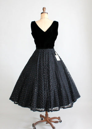 Vintage 1950s Night Sky Velvet and Rhinestone Party Dress
