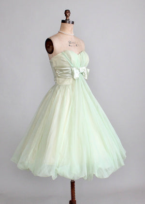 Vintage Early 1960s Minty Green Strapless Prom Dress - Raleigh Vintage