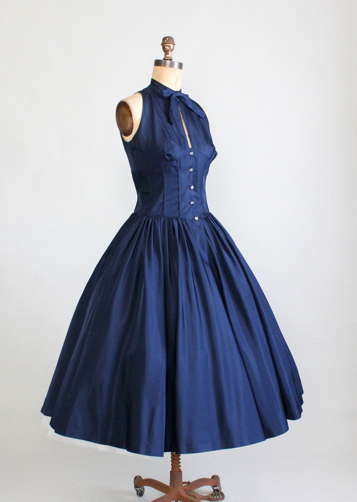 Vintage Late 1940s Taffeta Halter Party Dress and Bolero Jacket Vintage Late 1940s Taffeta Halter Party Dress and Bolero Jacket