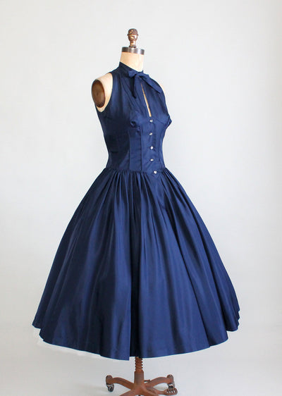 Vintage Late 1940s Taffeta Halter Party Dress and Bolero Jacket ...