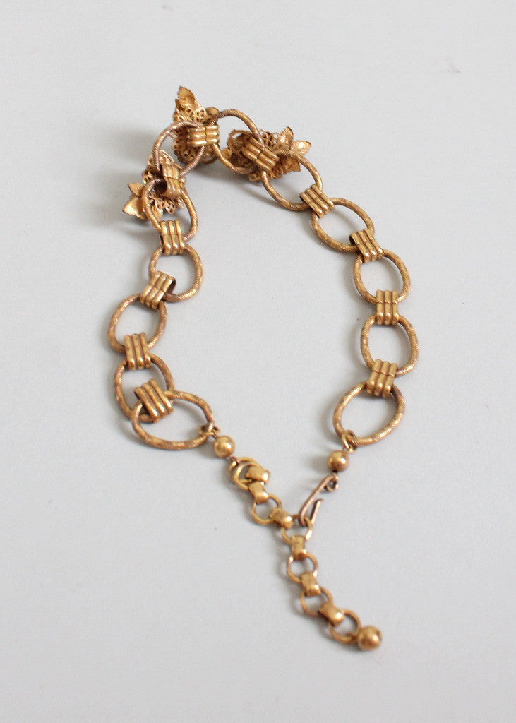 Vintage 1950s Rhinestone Roses Choker Necklace