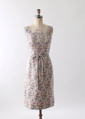 Vintage 1960s Iranian Woven Silk Novelty Print Dress