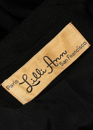 Vintage 1950s Lilli Ann Black Wool Jacket with Rhinestone Accents