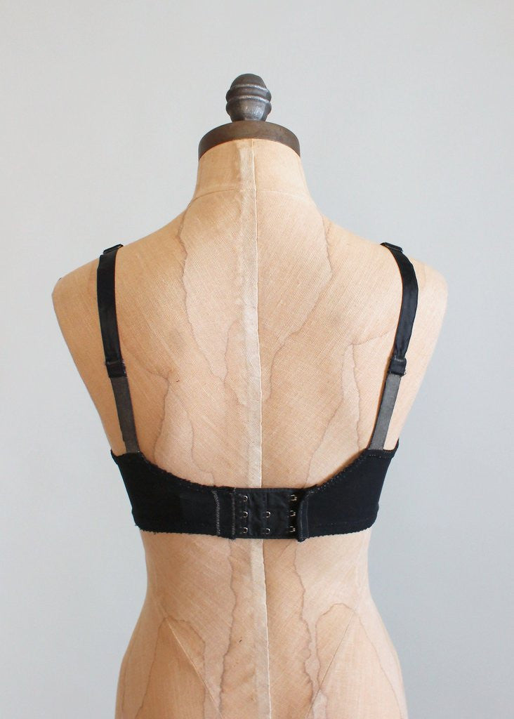 Vintage 1950s Lily of France Black Lace Bra