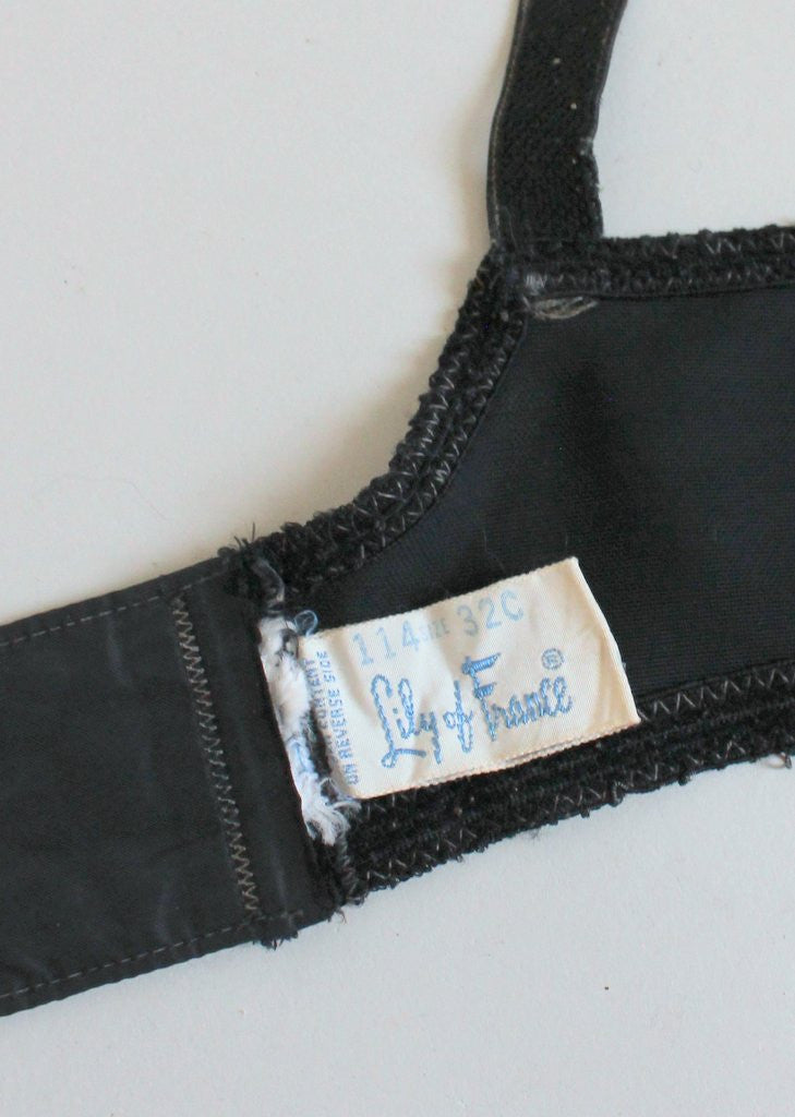 Vintage 1950s Lily of France Black Lace Bra