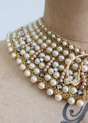 Vintage 1950s Pearl and Rhinestone Sparkle Collar