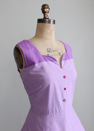 Vintage 1950s Purple Color Block Summer Dress