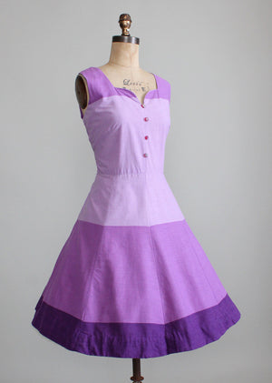 Vintage 1950s Purple Color Block Summer Dress - Raleigh Vintage