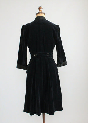 Vintage 1950s Rene Ruth Black Velvet Coat Dress