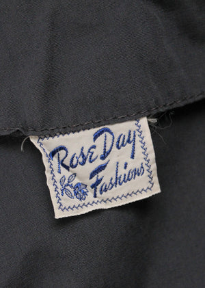 Vintage 1950s Rose Day Grey Cotton Sundress and Jacket