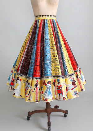 Vintage 1950s Egyptian Hieroglyphs Circle Skirt
