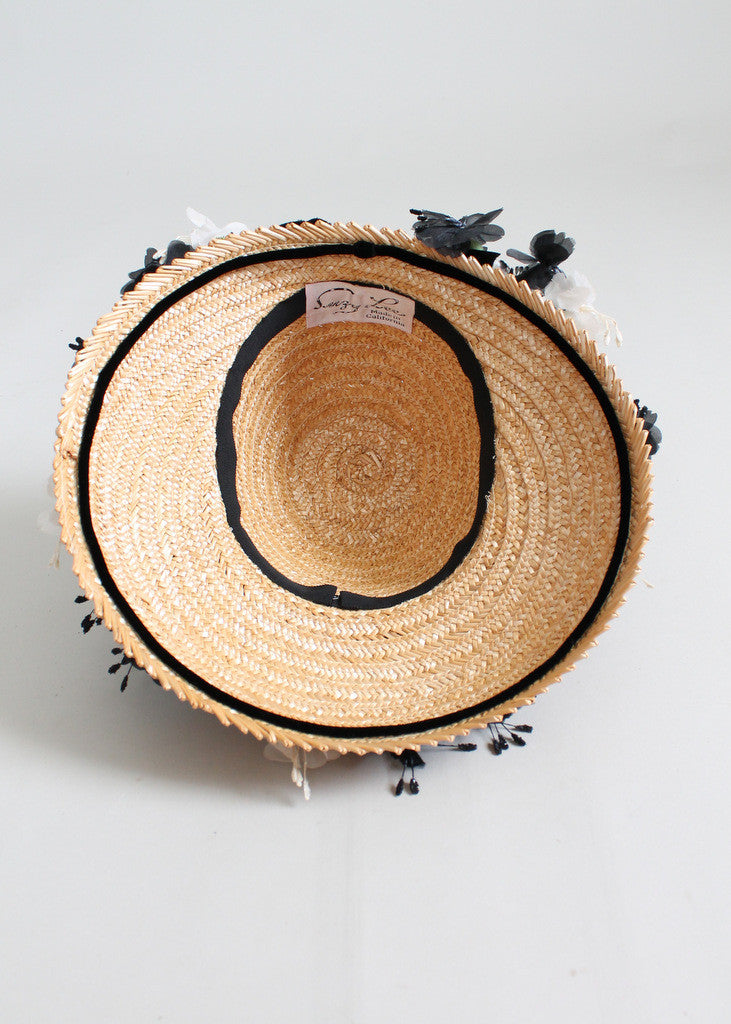 Vintage 1950s Suzy Lee Straw Floral Summer Hat