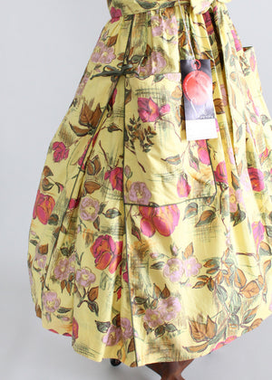 Vintage 1950s Swirl Floral Sketch Wrap Dress NOS - Raleigh Vintage