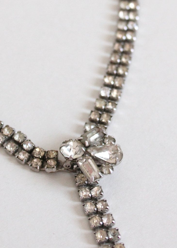 Vintage 1950s Rhinestone Adjustable Lariat Necklace