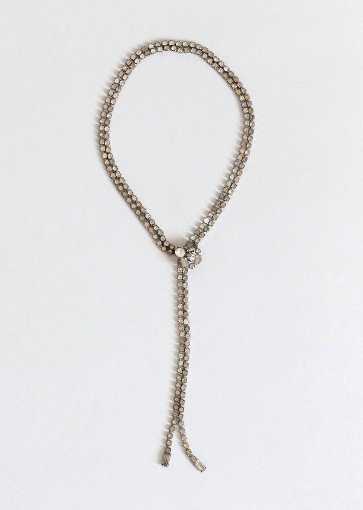 Vintage 1950s Rhinestone Adjustable Lariat Necklace