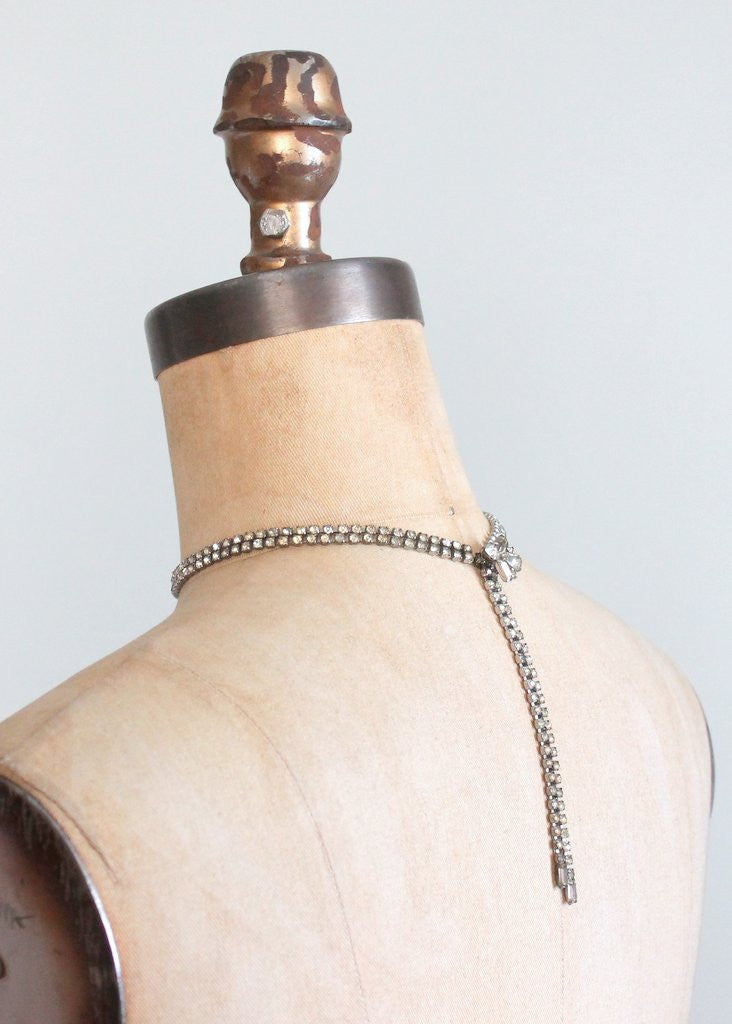 Vintage 1950s Rhinestone Adjustable Lariat Necklace