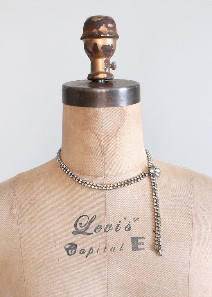 Vintage 1950s Rhinestone Adjustable Lariat Necklace