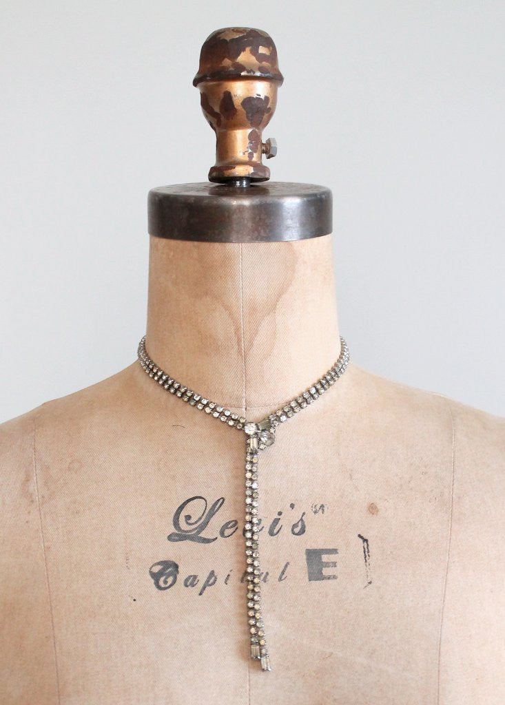Vintage 1950s Rhinestone Adjustable Lariat Necklace - Raleigh Vintage