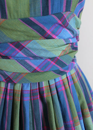 1950s plaid full skirt dress
