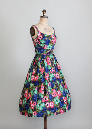 1950s floral bombshell dress
