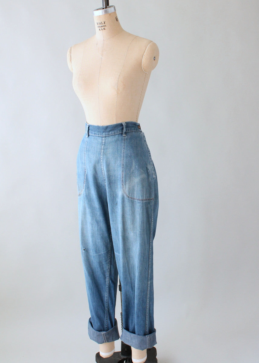 Vintage 1950s Distressed and Patched Jeans - Raleigh Vintage