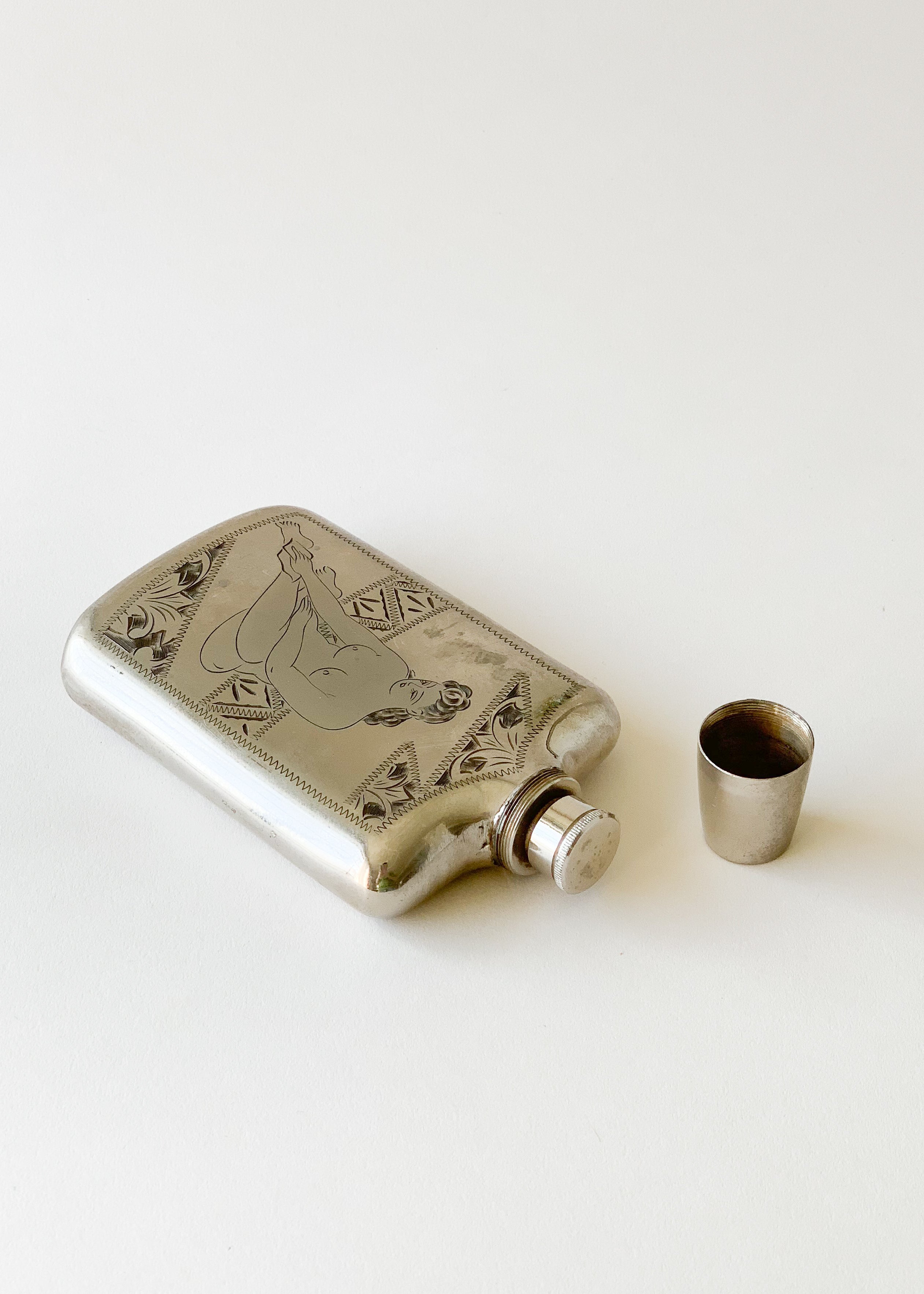 Vintage 1950s Engraved Souvenir Flask