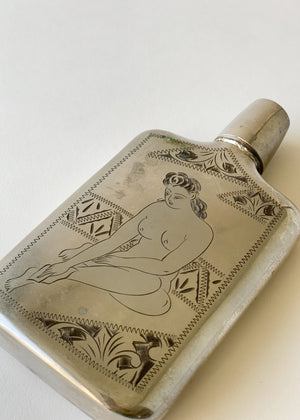 Vintage 1950s Engraved Souvenir Flask