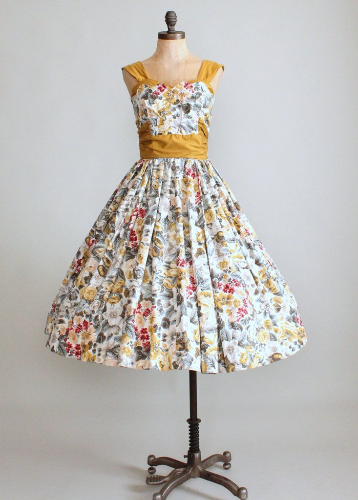 Vintage 1950s Provence Floral Cotton Sundress - Raleigh Vintage