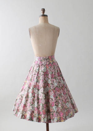 Vintage 1950s Pink Floral Full Skirt