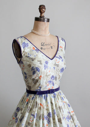 Vintage 1950s Sequins and Flowers Garden Party Dress