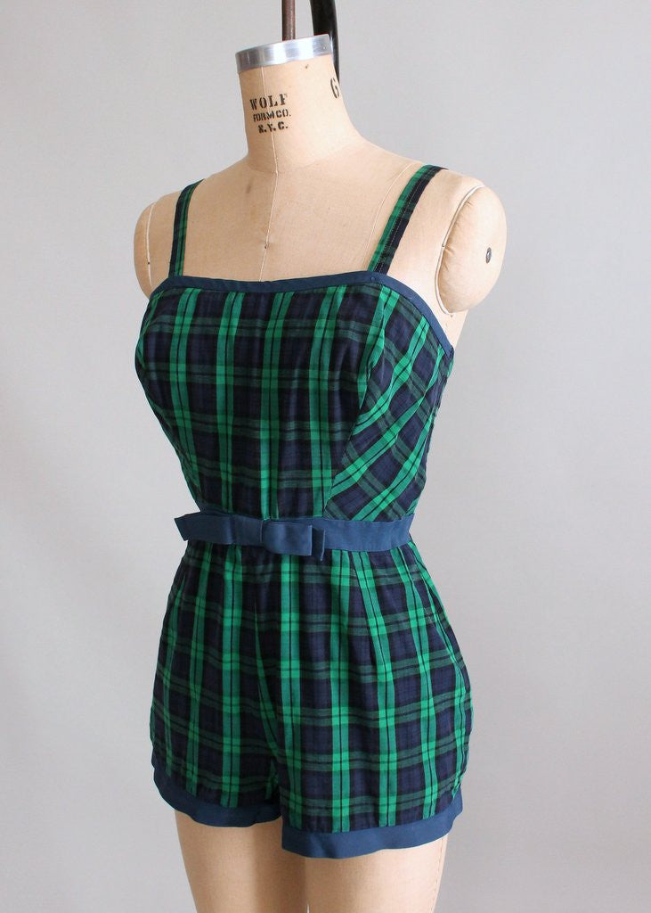 Vintage 1950s Tartan Plaid Playsuit