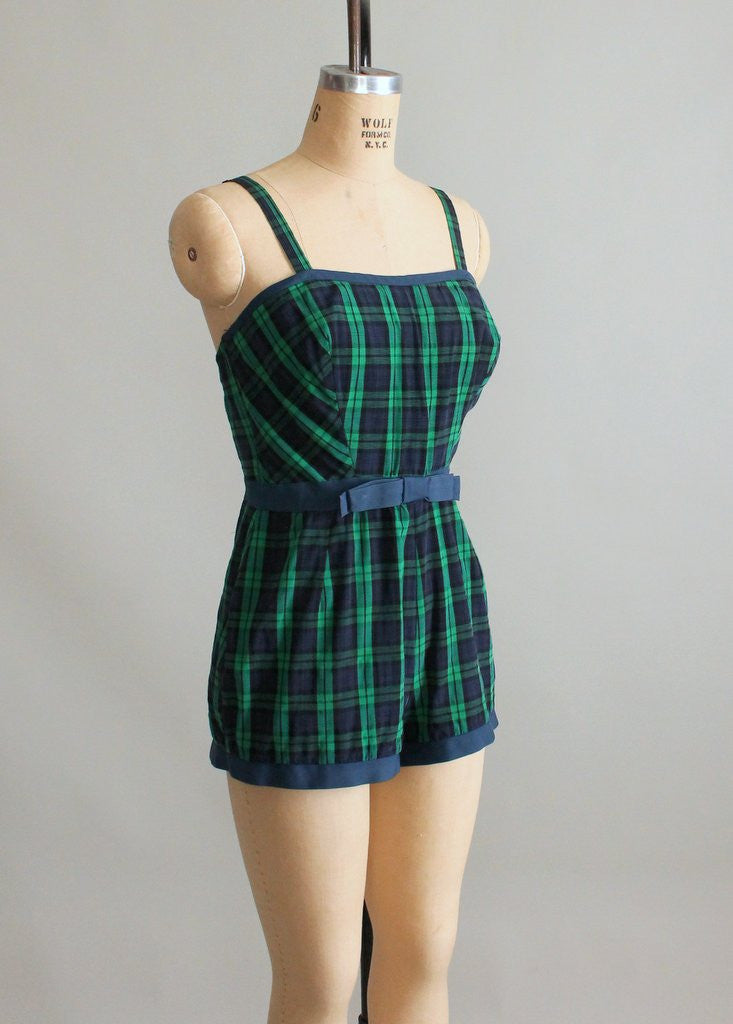 Vintage 1950s Tartan Plaid Playsuit