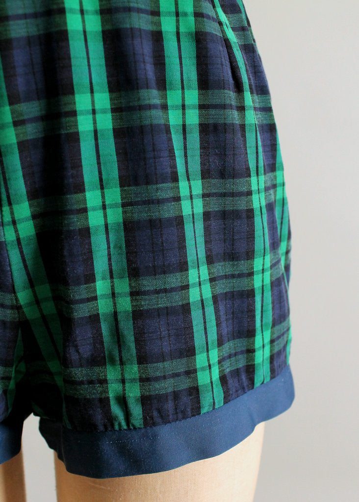 Vintage 1950s Tartan Plaid Playsuit