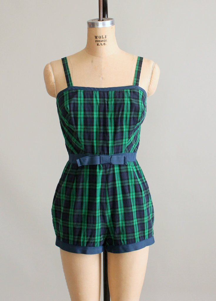 Vintage 1950s Tartan Plaid Playsuit
