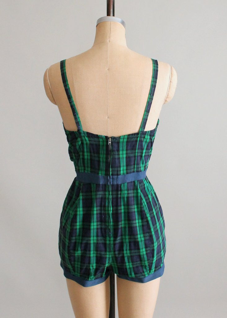 Vintage 1950s Tartan Plaid Playsuit