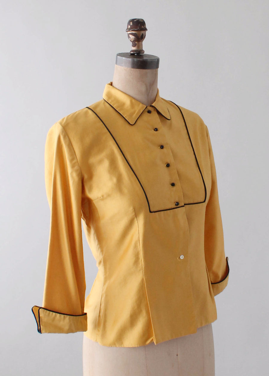 Vintage 1950s Mustard Cotton Blouse