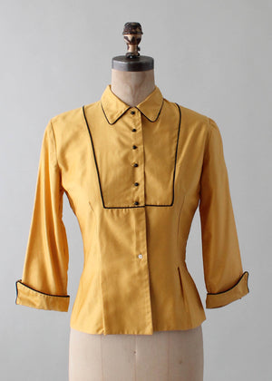 Vintage 1950s Mustard Cotton Blouse