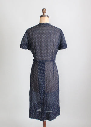 Vintage 1950s Sheer Navy and Gold Shimmer Day Dress