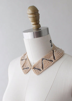 Vintage 1950s Grey and Pearl Beaded Collar