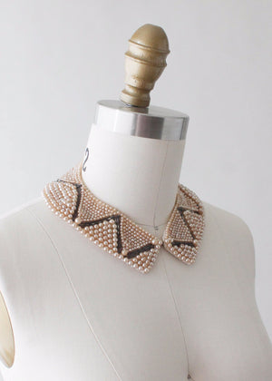 Vintage 1950s Grey and Pearl Beaded Collar