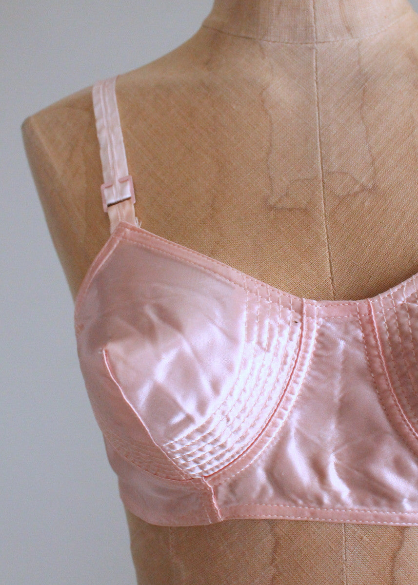 1950s 40s PINK COTTON Brassiere-50s Extra Support Bra. 