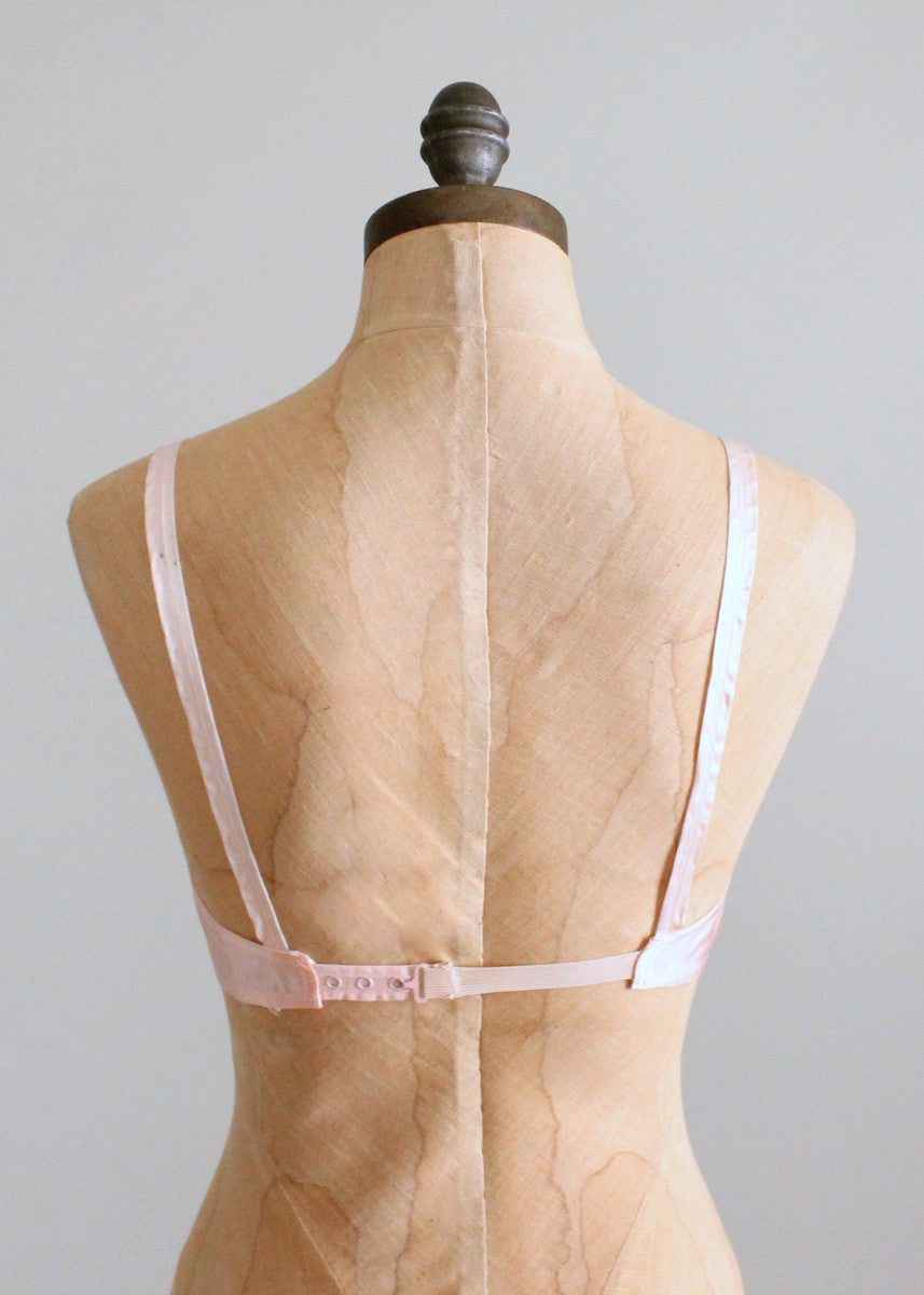 Vintage Late 1940s Pink Rayon Bullet Bra