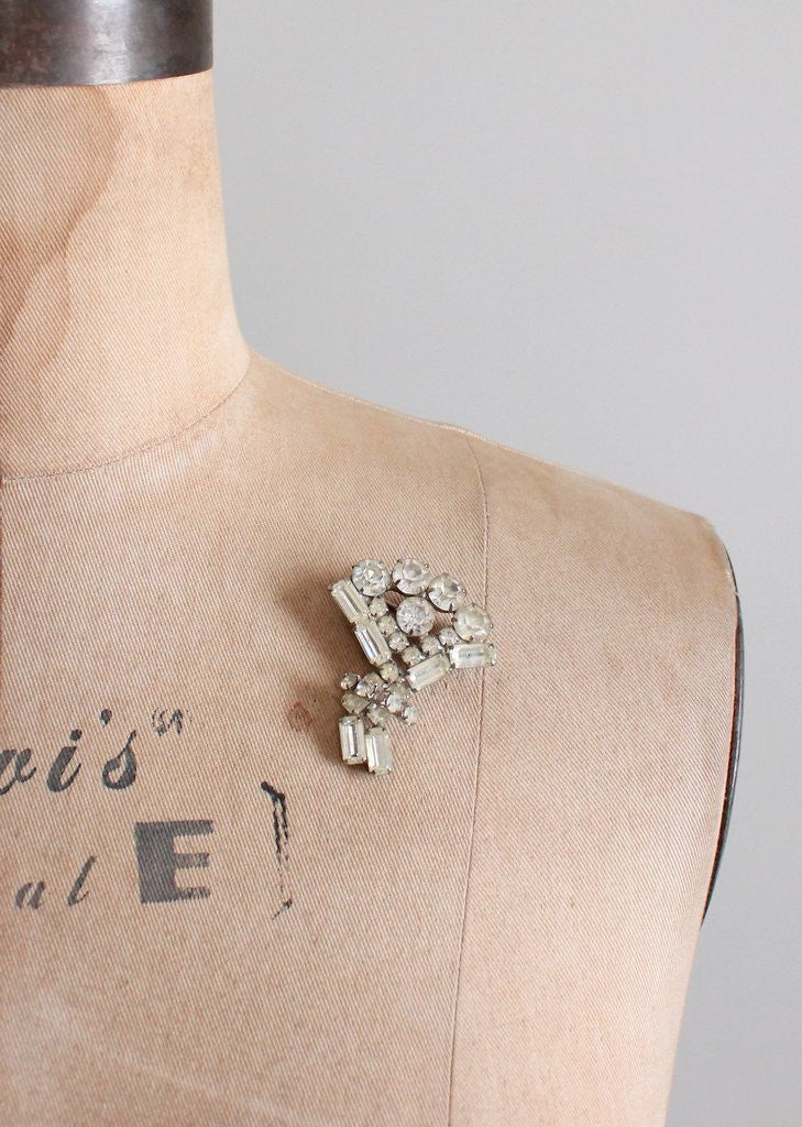 Vintage 1950s Rhinestone Bouquet Brooch