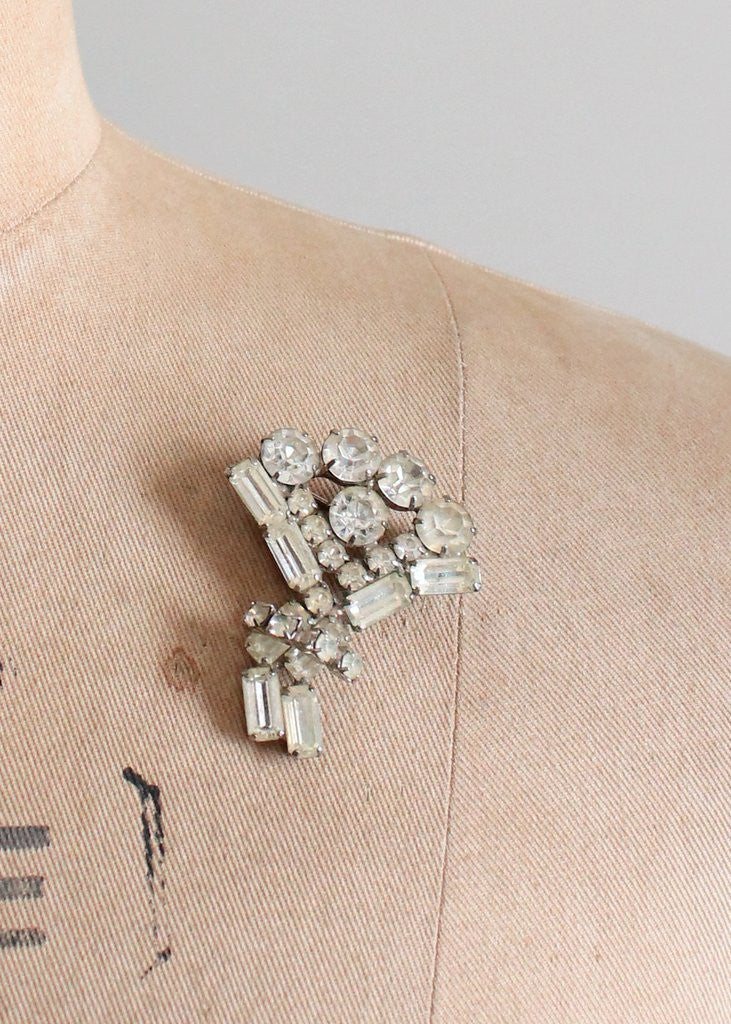 Vintage 1950s Rhinestone Bouquet Brooch